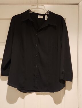 Covington Black Button-Front Shirt Women's L Business Casual